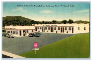 Belmont Restaurant Motel Bellview Boulevard Coca Cola Cars Fairmont WV Postcard