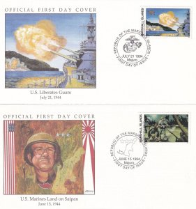 US Marines Land On Saipan Liberates Guam Military 2x WW2 First Day Cover s