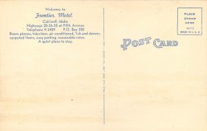 Linen Roadside Postcard; Frontier Motel, Caldwell ID Highways 20-26-30 at 5th Av