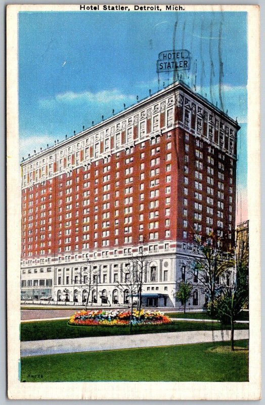 Detroit Michigan 1936 Postcard Hotel Statler