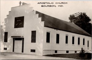 Real Photo Postcard Apostolic Church in Bourbon, Indiana