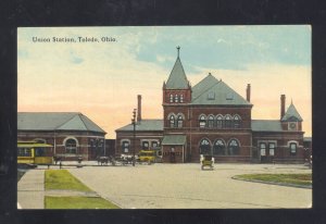 TOLEDO OHIO RAILROAD STATION TRAIN DEPOT VINTAGE POSTCARD 1909