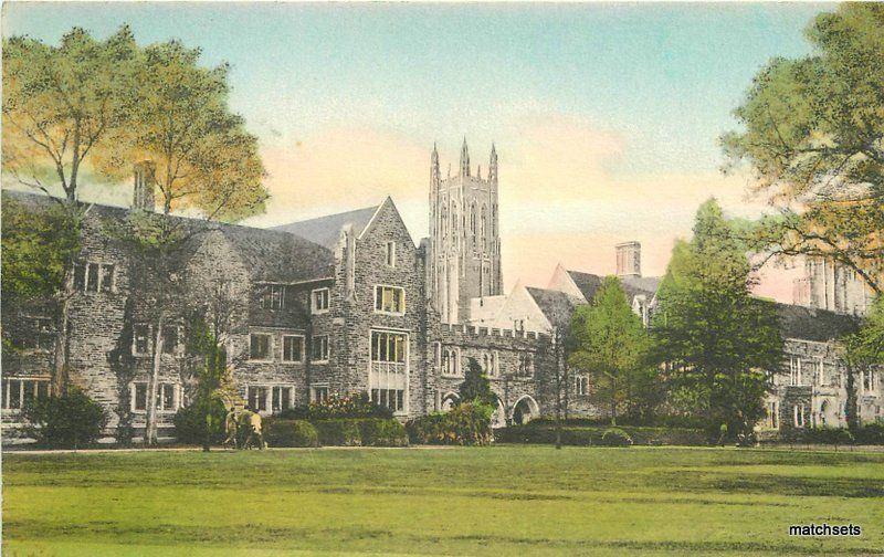 1930s Durham North Carolina Chapel Spire Union Dormitory hand colored 8625