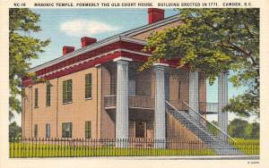 CAMDEN, SC  South Carolina        MASONIC TEMPLE      c1940's Linen Postcard