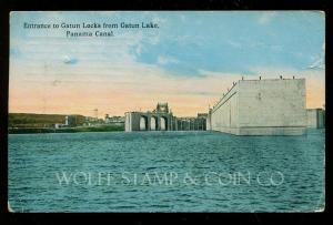 1915  Postcard Entrance to Gatun Lacks from Gatun Lake Canal Zone Stamp B4042