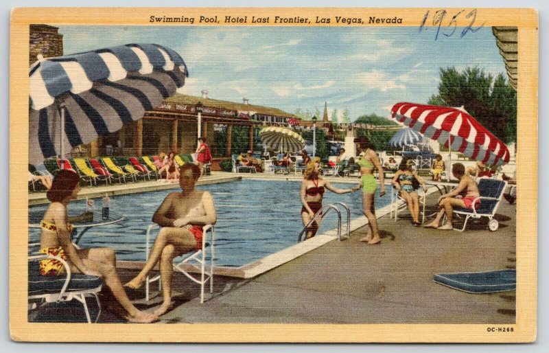 Las Vegas Nevada~Hotel Last Frontier Swimming Pool~Bathing Beauties~1950 Linen  