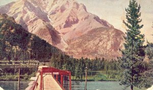 Postcard  View of Cascade Mountain & Bridge, across Bow River, Banff, Canada, K2