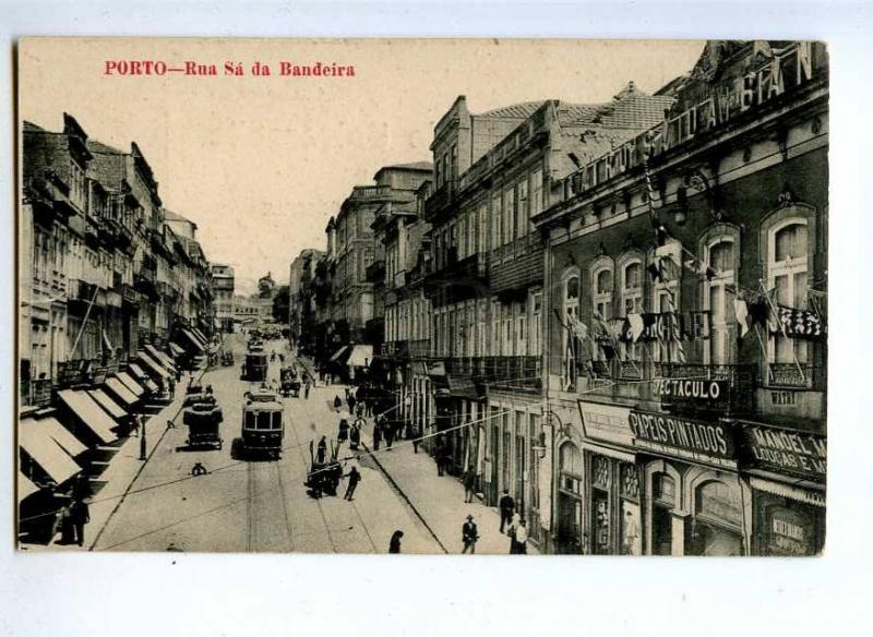 190732 PORTUGAL PORTO Rua Sa da Bandera TRAMS Vintage postcard