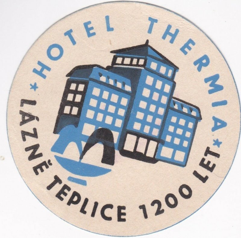 Czechoslovakia Lazne Teplice Hotel Thermia Vintage Luggage Label lbl0817