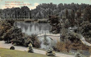 PEORIA, IL Illinois  GLEN OAK PARK  Lake & Bridge to ROSE ISLAND  1910 Postcard