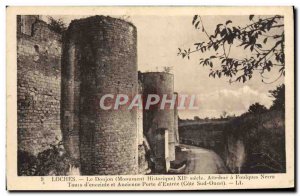 Old Postcard Loches Le Donjon Tower & # 39enceinte and old door & # 39entree