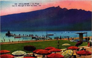 CPA AIX-les-BAINS La Plage Lac du BOURGET et Dent du Chat (681861)