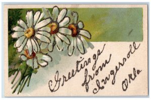 c1910 Greetings from Ingersoll Oklahoma OK Sunflower Embossed Postcard