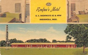 Indianola Mississippi Renfroe's Motel, Multi-View Linen Vintage Postcard U10871