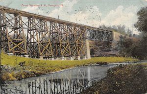 Great Western, RR, Freeport, Ill, USA Illinois Train 1909 