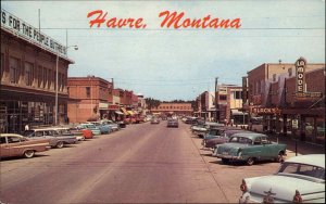 Havre Montana Mt Classic 1950s Cars Street Scene Vintage Postcard