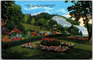 Dayton Ohio OH, Flower Gardens and Conservatory, Soldiers Home, Vintage Postcard