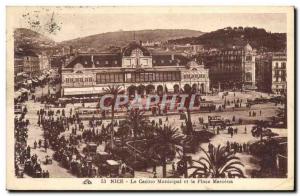 Old Postcard The Nice Municipal Casino and the Place Massena Tramway