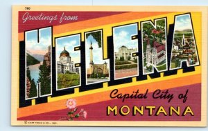 Large Letter Linen HELENA, Montana MT ~ c1940s Curt Teich  Postcard