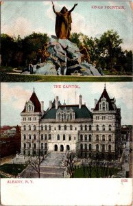 New York Albany The Capitol and King's Fountain 1909