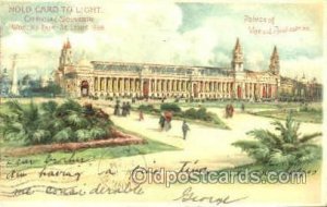 Palace of Varied Industries Hold to Light 1904 light wear, postal used on fro...