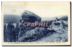 Old Postcard Lake Issarles Ardeche The curious Sphinx Rock Dog