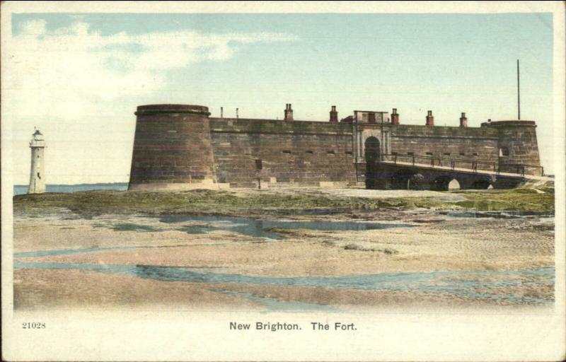 New Brighton UK The Fort & Lighthouse c1910 Postcard