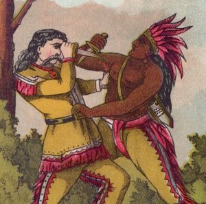 1870s Victorian Scrap Wild Bill's Duel With Conquering Bear Native American #6K