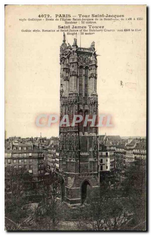 Paris - 4 - St Jacques Tower - Old Postcard