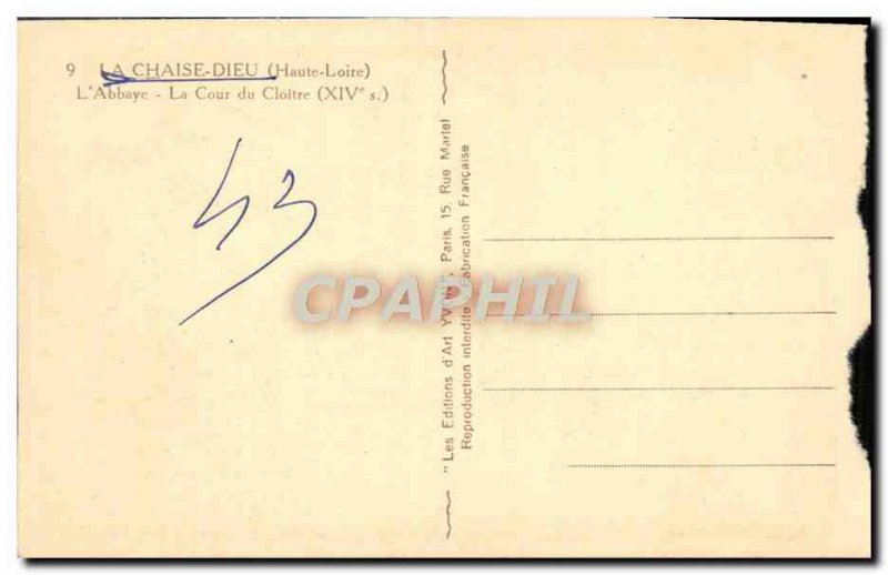 Old Postcard La Chaise Dieu L & # 39Abbaye La Cour Du Cloitre