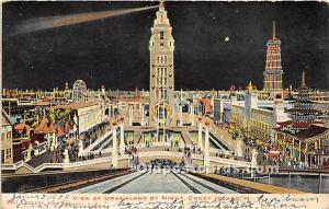 View of Dreamland at Night Coney Island, NY, USA Amusement Park 1905 