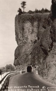 Vintage Postcard Real Photo Oneonta Tunnel Columbia River Highway Oregon OR RPPC