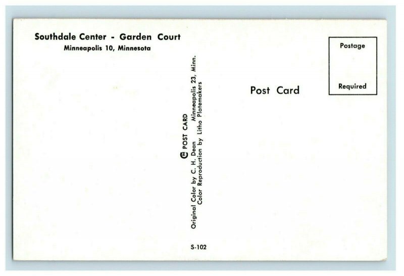 Vintage Garden Court, Southdale Shopping Center, Minneapolis Unused Postcard P21