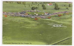 Pulaski Municipal Airport Virginia linen postcard