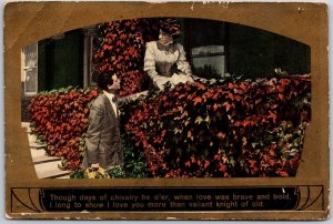 1910's Man and Beautiful Woman, Love Poetry, Romance, Couple, Vintage Postcard