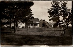 RPPC Nice Old Farm House and Barn c1908 Real Photo Postcard W5