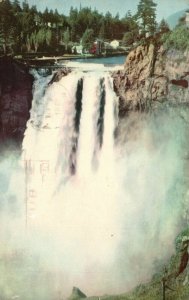 Vintage Postcard 1941 Snoqualmie Falls Seattle Washington WA Union Oil Company