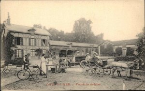 Dives-sur-Mer France FR Bicycle Donkey Cart c1910 Vintage Postcard