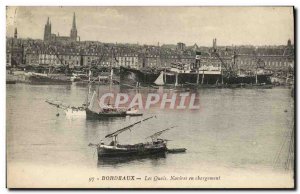 Old Postcard Bordeaux Quays loading Ships Ships