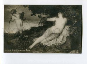 3081180 Nude Winged CUPID Angel & NYMPH by BOCKLIN vintage PC