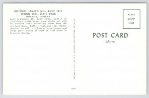 Mitchell Indiana~Spring Mill State Park~Historic Hamer's Mill~1950s Postcard