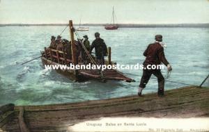 uruguay, SANTA LUCIA, Balsa, Raft carrying Men and Horses (1899)