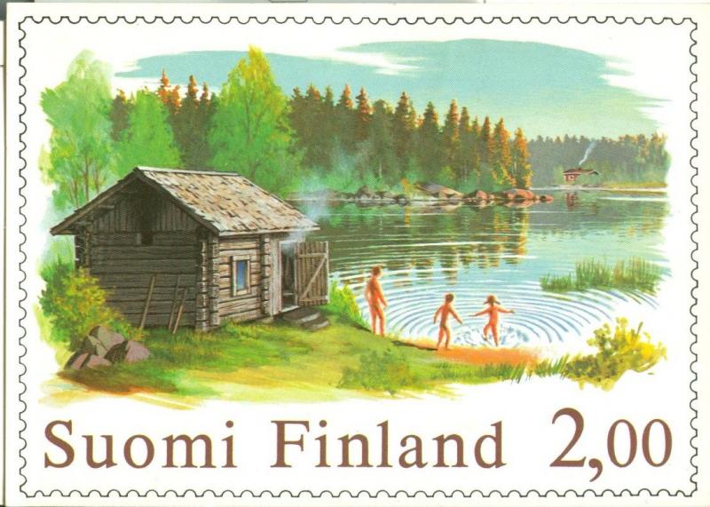 Suomi Finland, 1977 Sauna year stamp style, Postcard 