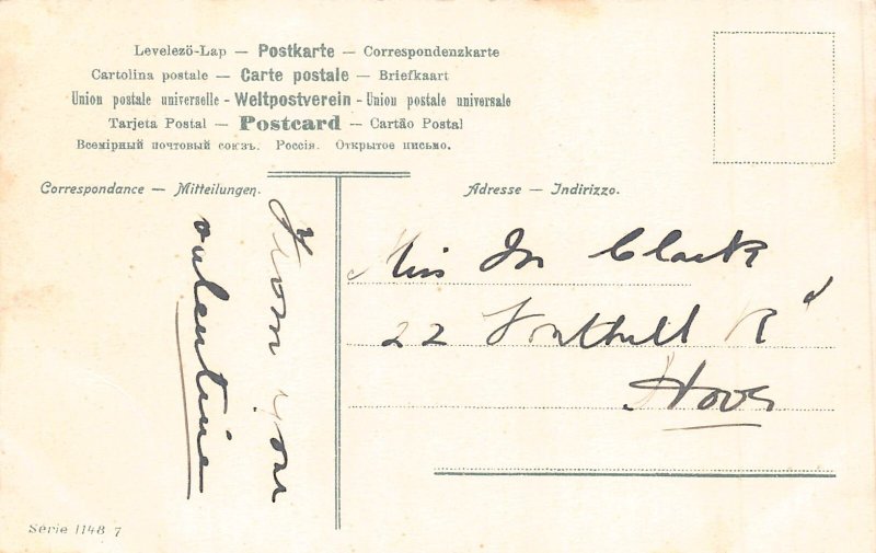 Animals Anthropomorphic Monkey Doctor Cat Ill in Bed Humanized postcard B920