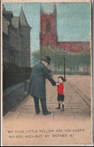 Bamforth boy postcard: My Poor Little Fellow: Are You Lost?