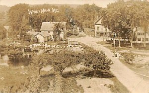 Webbs Mills ME Aerial View Store Band Stand Real Photo Postcard