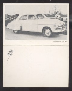 1950 CHEVROLET FOUR DOOR VINTAGE CAR DEALER ADVERTISING POSTCARD CHEVY