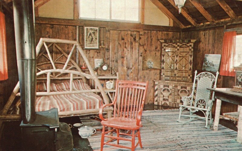 Vintage Postcard Adirondack Cottage Interior Museum Blue Mountain Lake New York