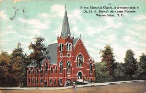 Winston Salem North Carolina view of Brown Memorial Church antique pc Z25023 