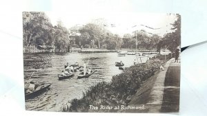 Boating on The River at Richmond Surrey Vintage Postcard 1919